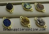 NGC6001 10*14mm oval plated druzy agate connectors wholesale