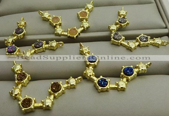 NGC6039 25*35mm plated druzy agate connectors wholesale