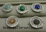 NGC6044 16mm coin mixed gemstone connectors wholesale