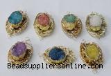 NGC615 22*30mm - 25*35mm freeform druzy agate connectors wholesale