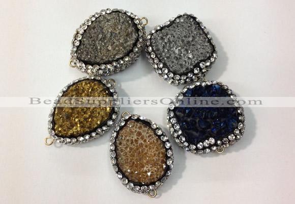 NGC638 20*28mm - 25*30mm freeform plated druzy agate connectors