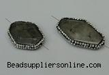 NGC6508 25*30mm - 25*40mm freeform black rutilated quartz connectors