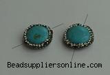 NGC6552 18mm flat round turquoise connectors wholesale