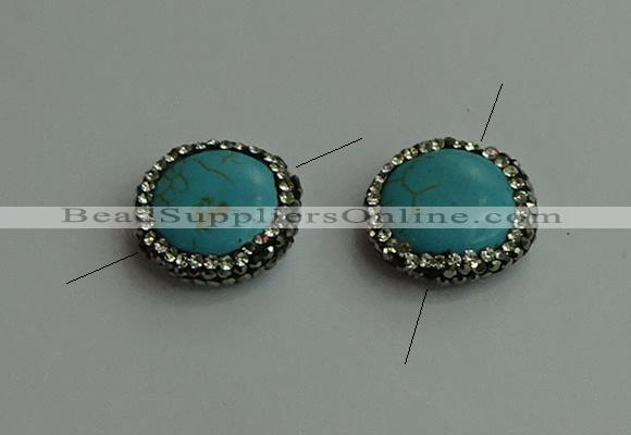 NGC6552 18mm flat round turquoise connectors wholesale