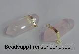 NGC665 10*35mm - 15*40mm faceted nuggets rose quartz connectors