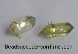 NGC666 10*35mm - 15*40mm faceted nuggets lemon quartz connectors