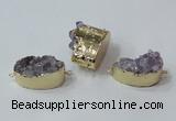 NGC687 15*28mm - 20*30mm freeform druzy amethyst connectors