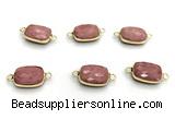 NGC7028 11*15mm faceted rectangle pink wooden jasper connectors