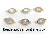 NGC7035 11*15mm faceted oval rose quartz connectors