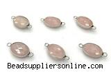 NGC7047 11*15mm faceted oval rose quartz connectors