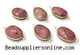 NGC7053 17*22mm faceted oval pink wooden jasper connectors