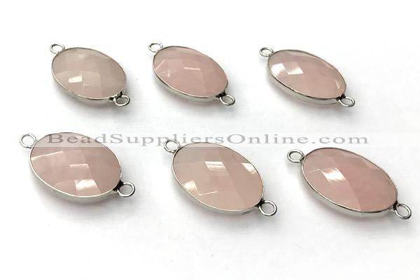 NGC7061 17*22mm faceted oval rose quartz connectors