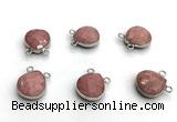 NGC7074 14mm faceted flat teardrop pink wooden jasper connectors