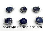 NGC7076 14mm faceted flat teardrop lapis lazuli connectors