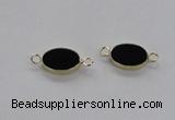 NGC717 13*18mm oval black agate gemstone connectors wholesale