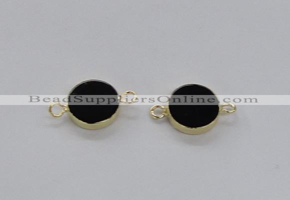 NGC719 16mm coin black agate gemstone connectors wholesale