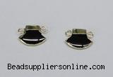 NGC723 15*20mm axe-shaped black agate connectors wholesale