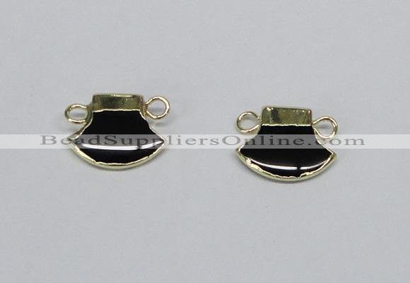 NGC723 15*20mm axe-shaped black agate connectors wholesale