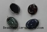 NGC75 22*30mm oval agate gemstone connectors wholesale