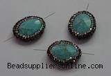 NGC7533 18*22mm - 20*25mm faceted oval turquoise connectors