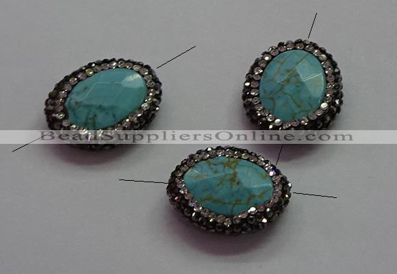 NGC7533 18*22mm - 20*25mm faceted oval turquoise connectors