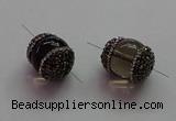 NGC7556 15*20mm egg-shaped smoky quartz connectors wholesale