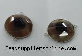 NGC82 31mm flat round agate gemstone connectors wholesale