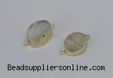 NGC858 15*20mm oval druzy agate gemstone connectors wholesale