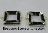 NGC885 35*35mm square black agate connectors wholesale