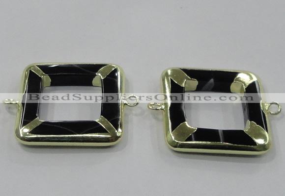 NGC885 35*35mm square black agate connectors wholesale