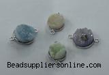 NGC89 12mm - 16mm flat round druzy agate connectors wholesale