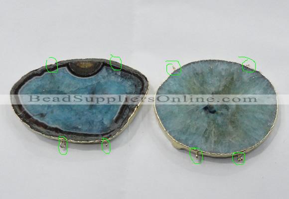 NGC906 60*70mm - 75*85mm freeform druzy agate connectors