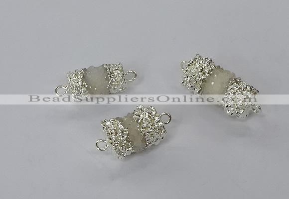 NGC957 10*14mm - 12*22mm tube druzy quartz connectors wholesale