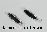 NGC988 8*30mm trihedron black agate gemstone connectors wholesale