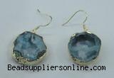 NGE07 20*25mm - 25*30mm freeform plated druzy agate earrings