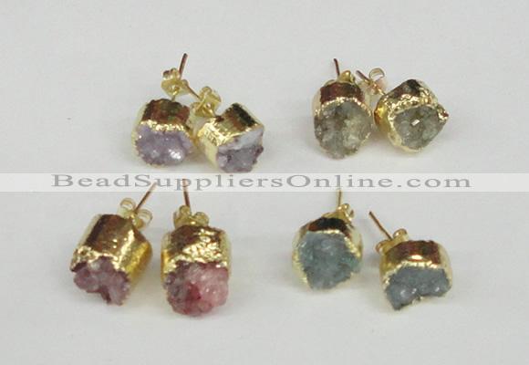 NGE105 8mm - 10mm freeform druzy agate gemstone earrings wholesale