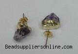 NGE12 8*12mm - 10*15mm faceted nuggets amethyst earrings wholesale