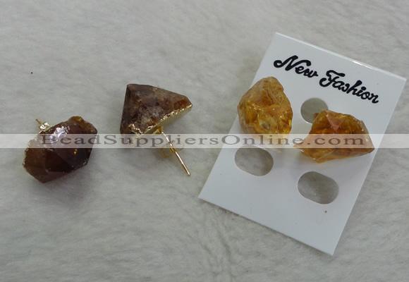 NGE135 12*14mm - 13*18mm nuggets citrine gemstone earrings