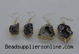 NGE146 15*20mm - 20*30mm freeform druzy agate gemstone earrings