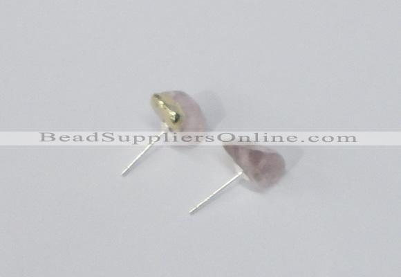 NGE166 4*6mm – 5*8mm freeform rose quartz gemstone earrings