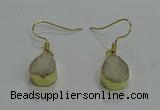 NGE242 10*12mm teardrop druzy agate gemstone earrings wholesale