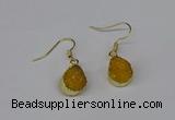 NGE243 10*12mm teardrop druzy agate gemstone earrings wholesale