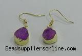 NGE244 10*12mm teardrop druzy agate gemstone earrings wholesale