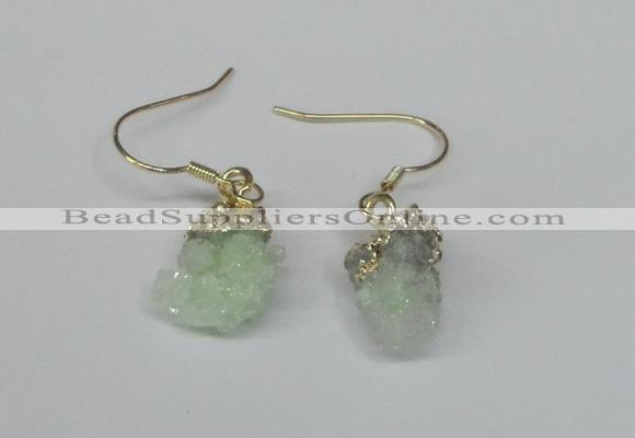 NGE25 10*14mm - 12*16mm nuggets druzy quartz earrings wholesale