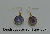 NGE259 13*18mm - 15*20mm freeform druzy agate earrings