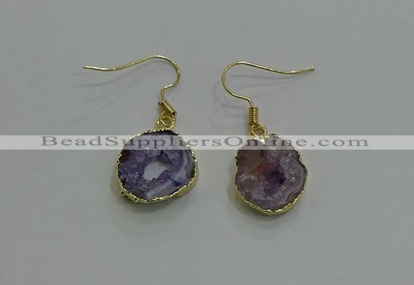 NGE259 13*18mm - 15*20mm freeform druzy agate earrings