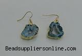 NGE261 13*18mm - 15*20mm freeform druzy agate earrings