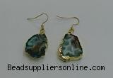 NGE262 13*18mm - 15*20mm freeform druzy agate earrings