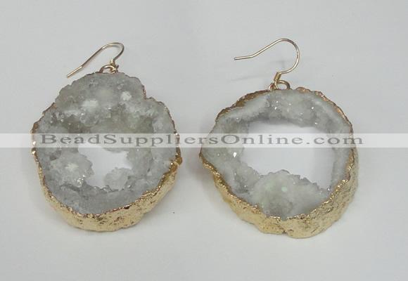 NGE28 30*35mm - 35*40mm freeform plated druzy agate earrings