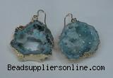 NGE31 30*35mm - 35*40mm freeform plated druzy agate earrings